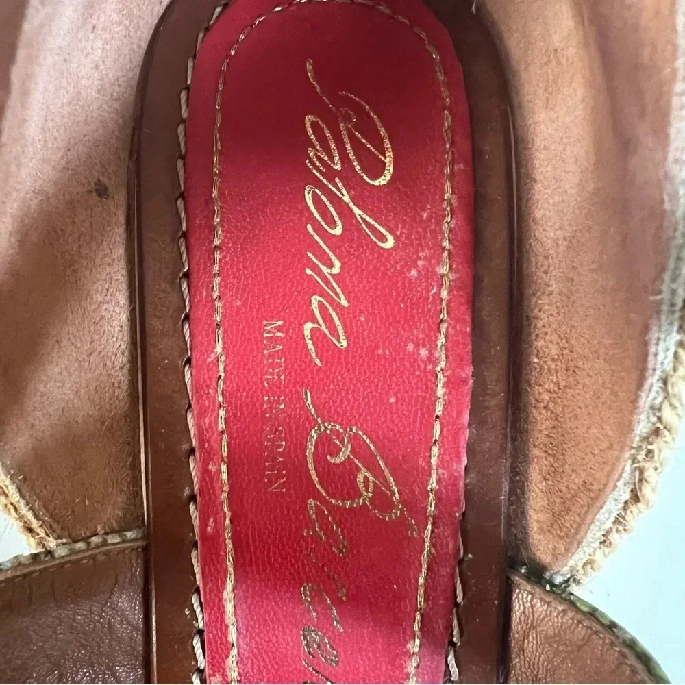 Paloma‎ Barcelo Snakeskin 4” Funky Shape Espadrille Wedge Strap Sandals size 10